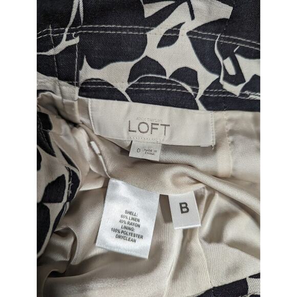 Loft Size 0‎ Linen Blend A Line Ruffled Tie Waist Pleated Pocket Floral Skirt - Picture 3 of 7